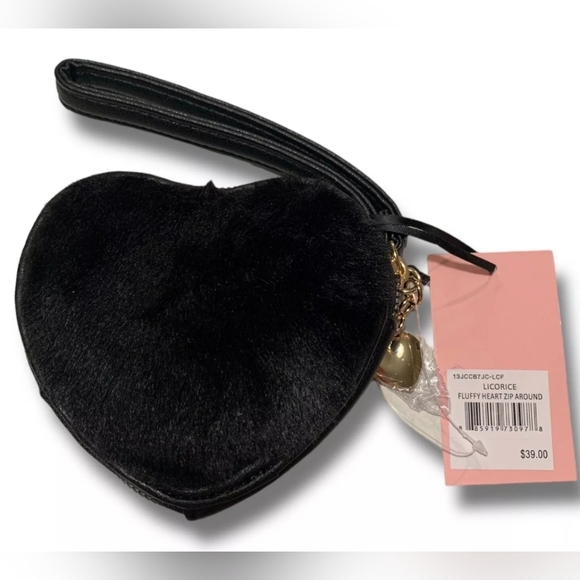 NWT Juicy Couture Black Faux Fur Wristlet - Picture 2 of 3